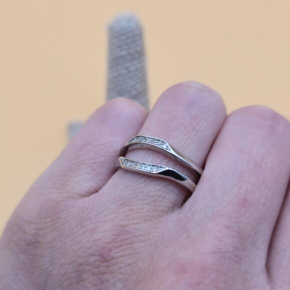 Size 9 Sterling Silver Genuine Diamonds Ring Guard Ring A5110 - Picture 5 of 9